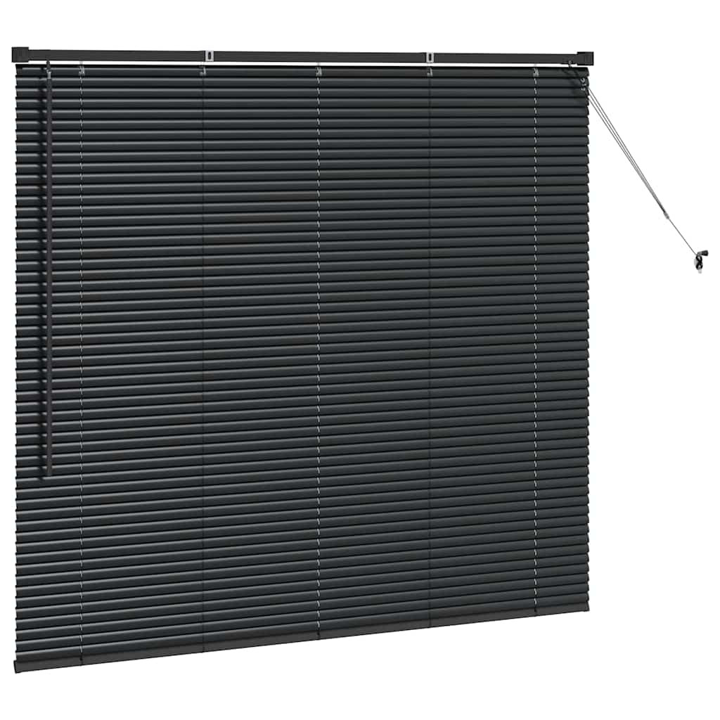 Window Blind with Curtains Manual Black Aluminium